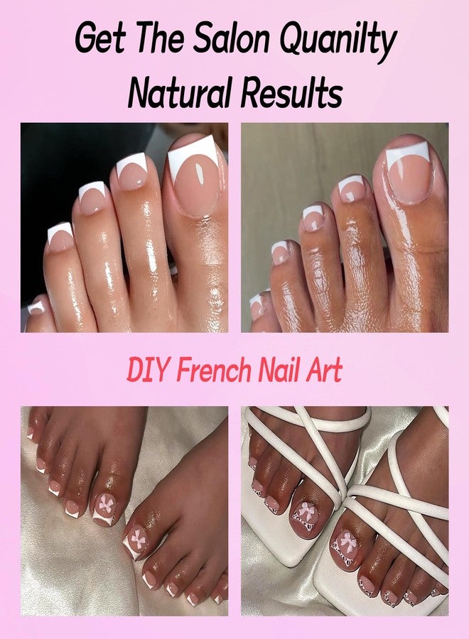 Lifextol 150PC Press on Toenails for Women Fake Toe Press on Nails French Tip Toe Nail Press ons with Sticky Tabs, 15 Size Fake Toenails Press ons Acrylic Toe Nail Tips Kit Pink Press on Toe Nails-G - Image 4